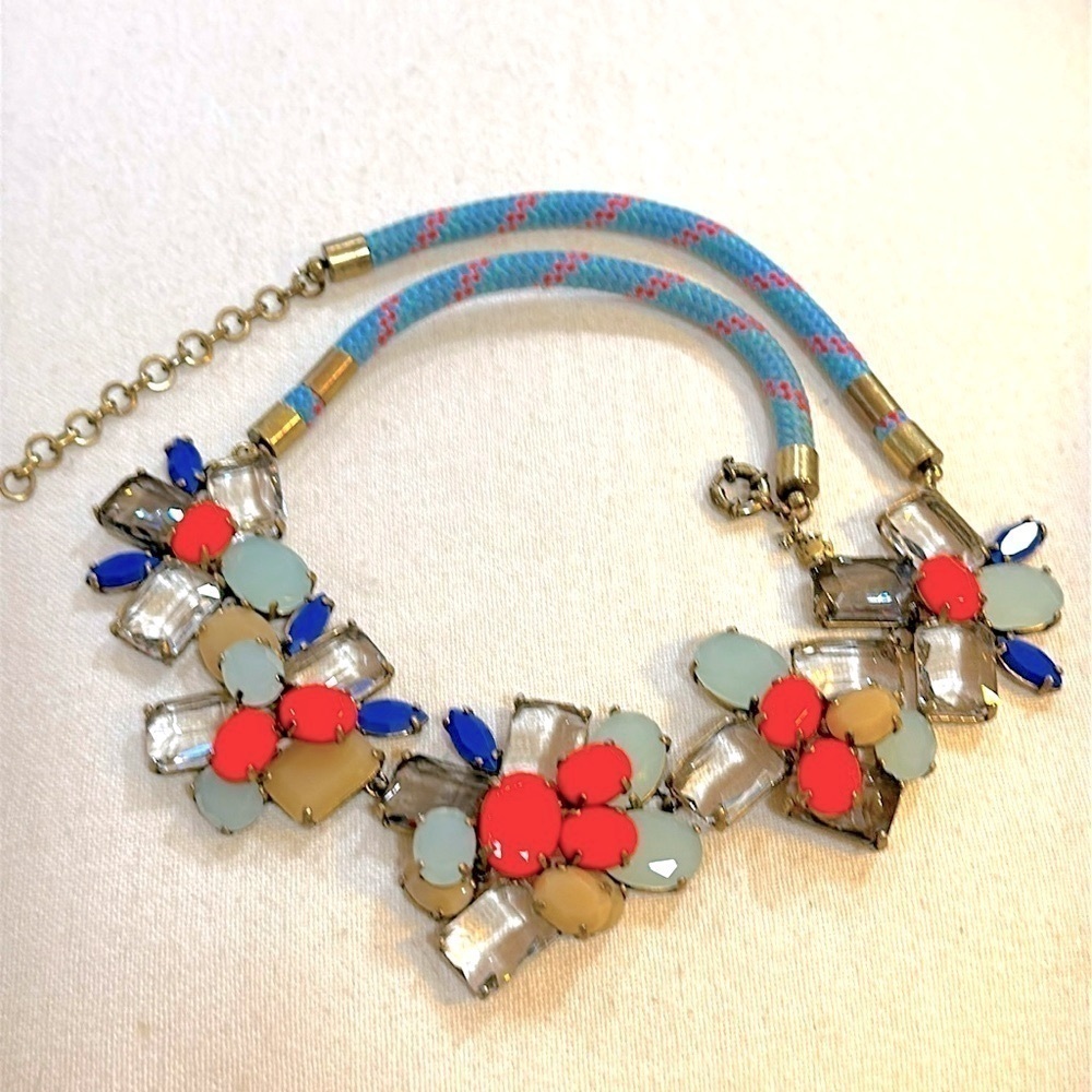 J. Crew Multicolor Cluster Statement Necklace - EUC